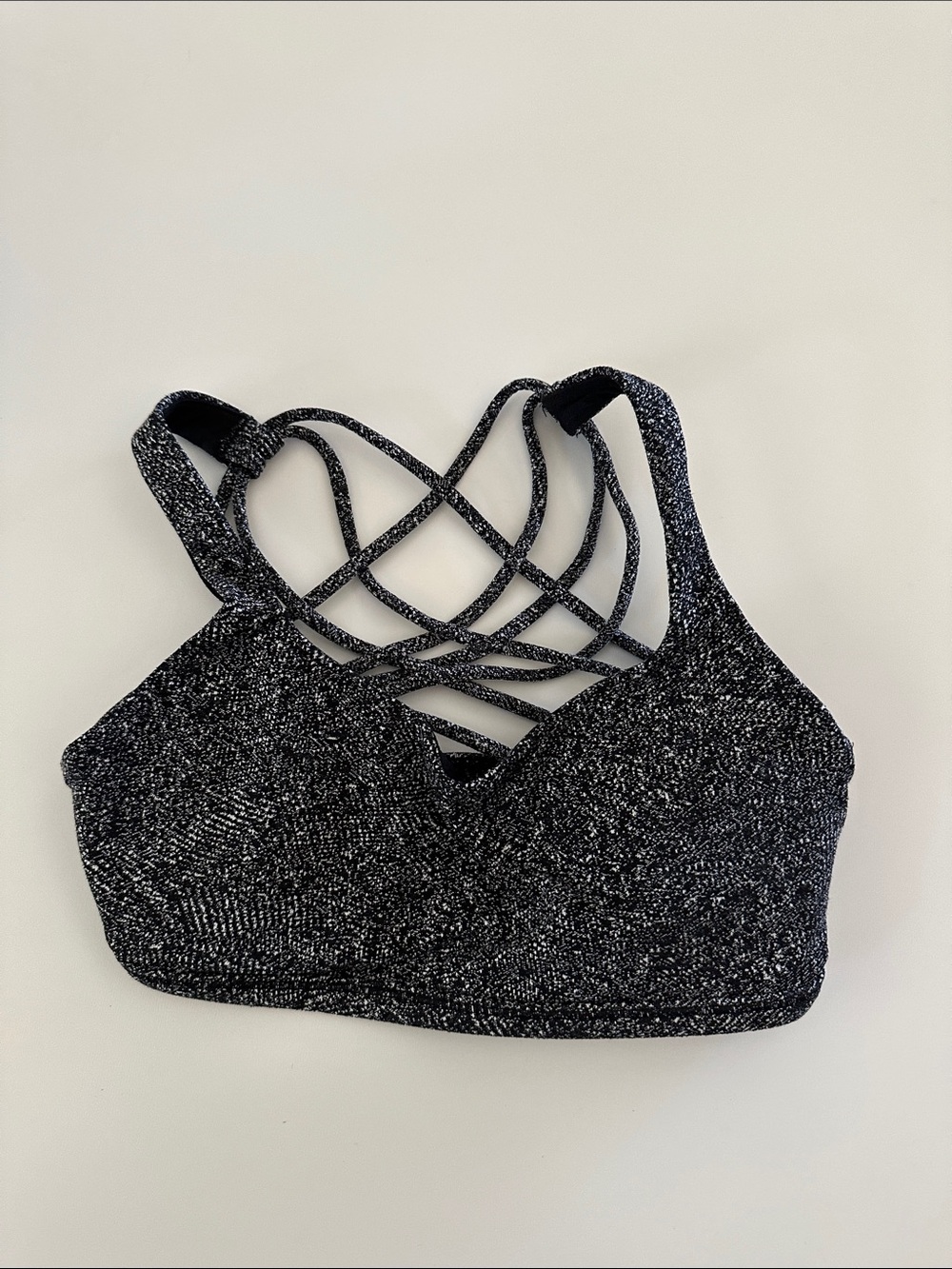 lululemon athletica Black with Silver Sparkle Crisscross Sports Bralette